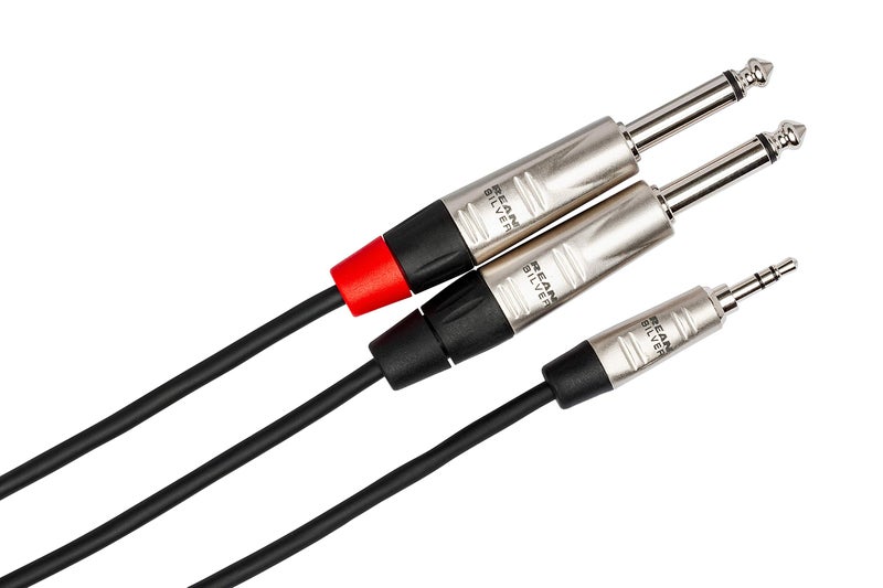 Hosa هوسا HMP-006Y برو ستيريو بريك آوت، REAN 3.5 مم TRS إلى مزدوج 1/4 بوصة TS، 6 أقدام - Image 4
